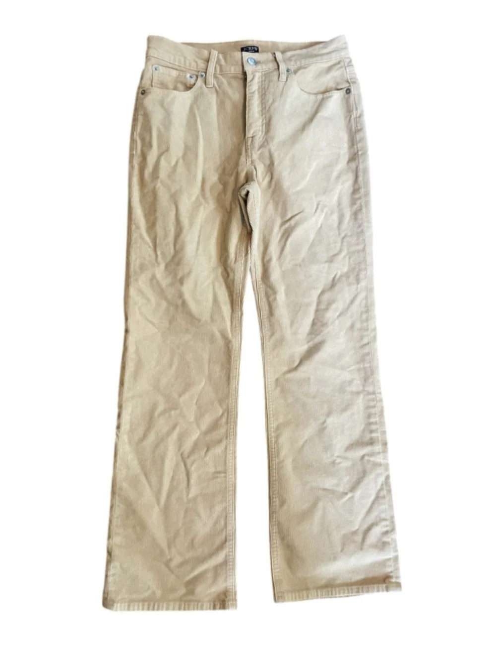 J. Crew High Rise Slim Demi Boot Pant Corduroy Light Khaki Preppy Casual Classic